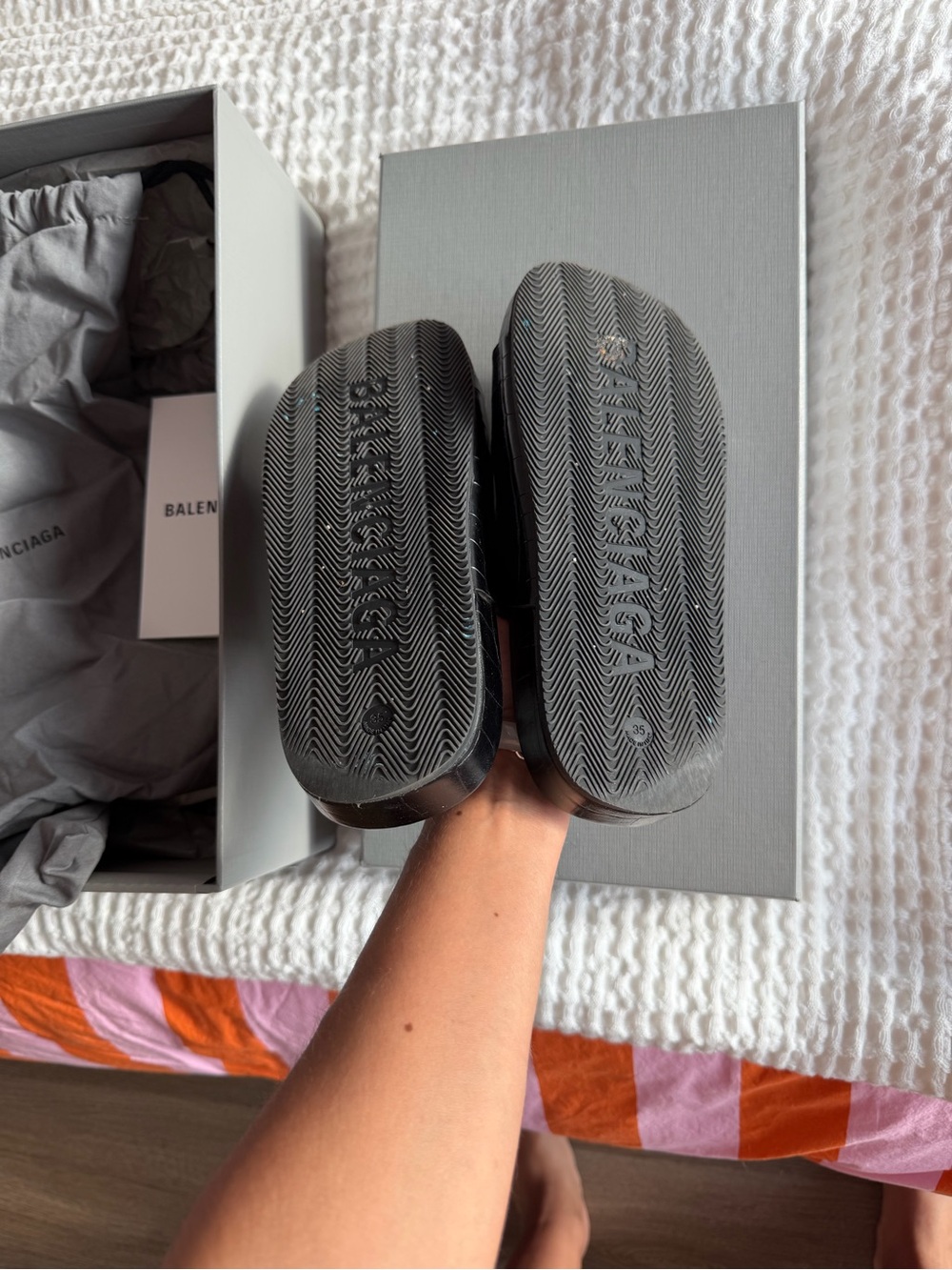 Balenciaga Black Croc-Embossed Double-Buckle Slide Sandals - Picture 3 of 6